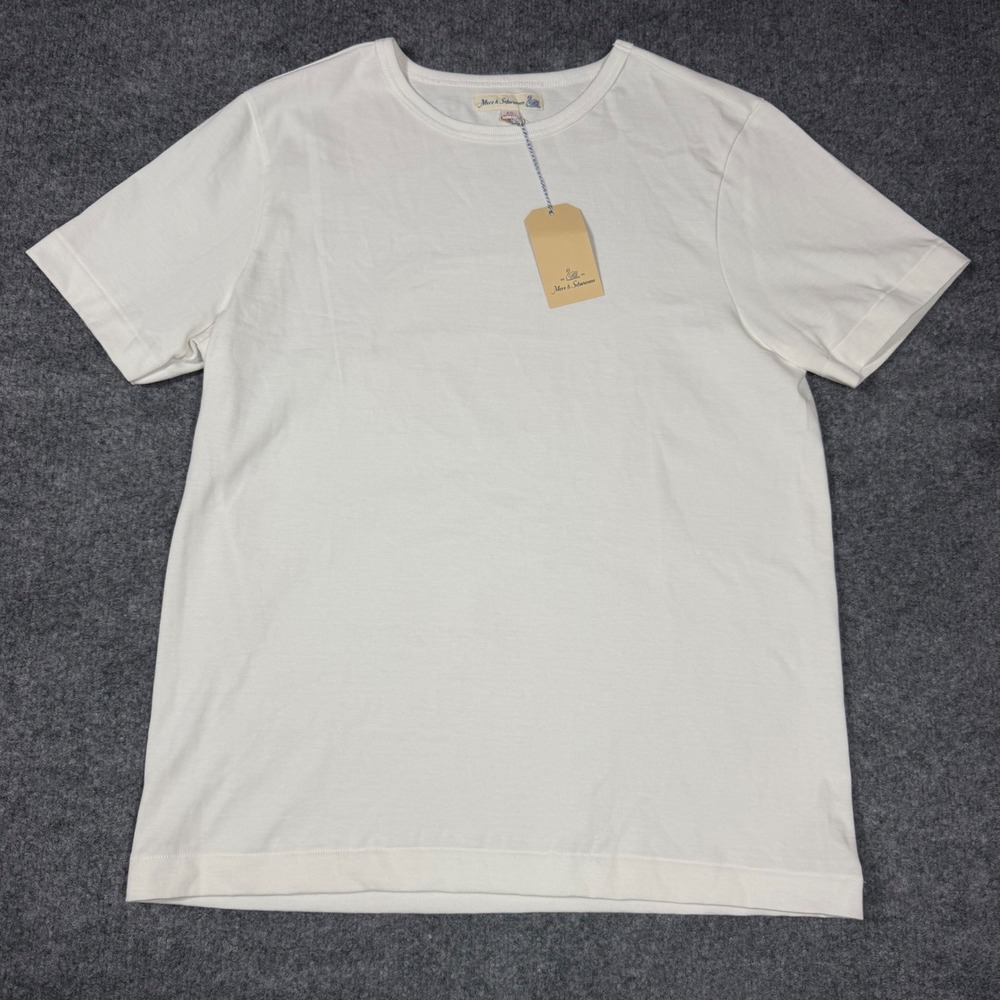 Merz b Schwanen 215 Loopwheeled T-Shirt Mens L White Organic Cotton Germany NWT